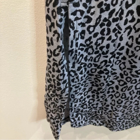 CREAM Sz M Leopard Print Pockets  V-Neck Slits Ruched Sleeves Evening Gown Dress - Picture 7 of 9